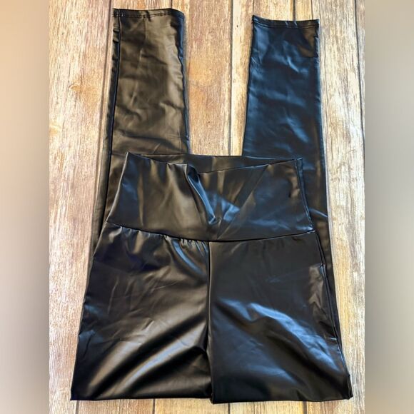Black Faux Leather Leggings - Picture 1 of 5
